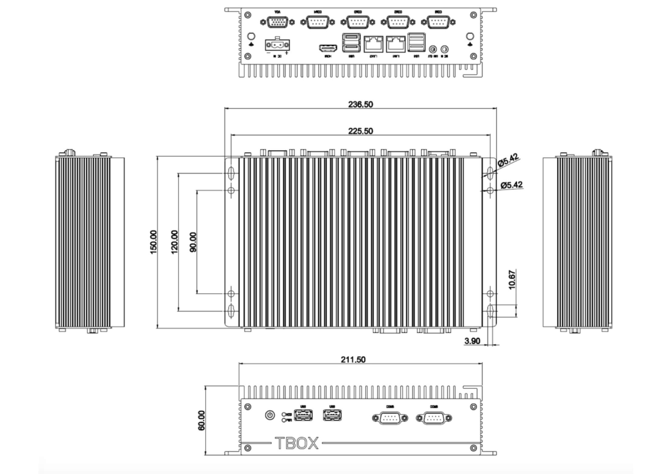 Fanless Embedded system with Intel J1900 DIMENSION
