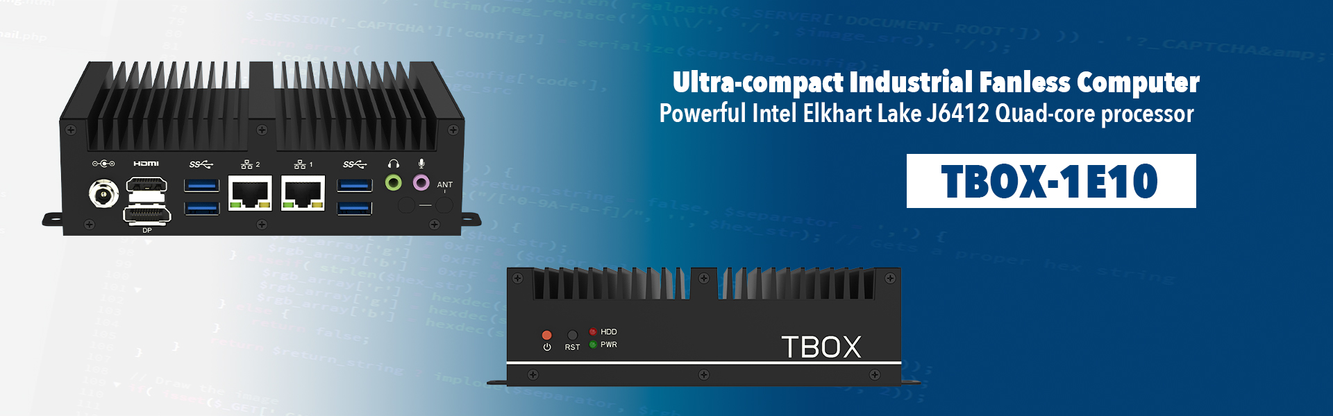 Ultra compact industrial fanless computer TBOX-1E10