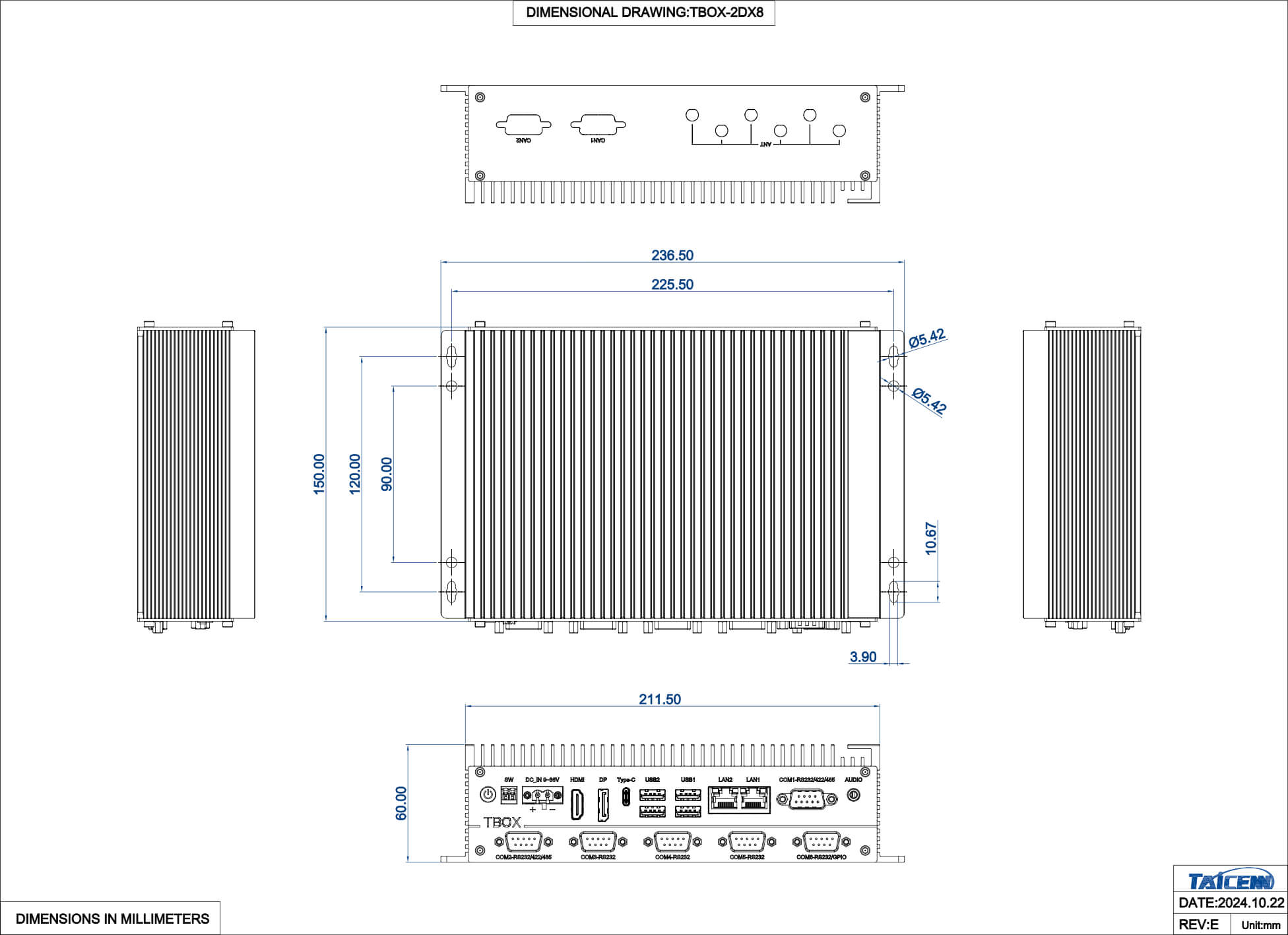 Expandable Box PC with Intel 12th Gen. Core i3/i5/i7 dimension