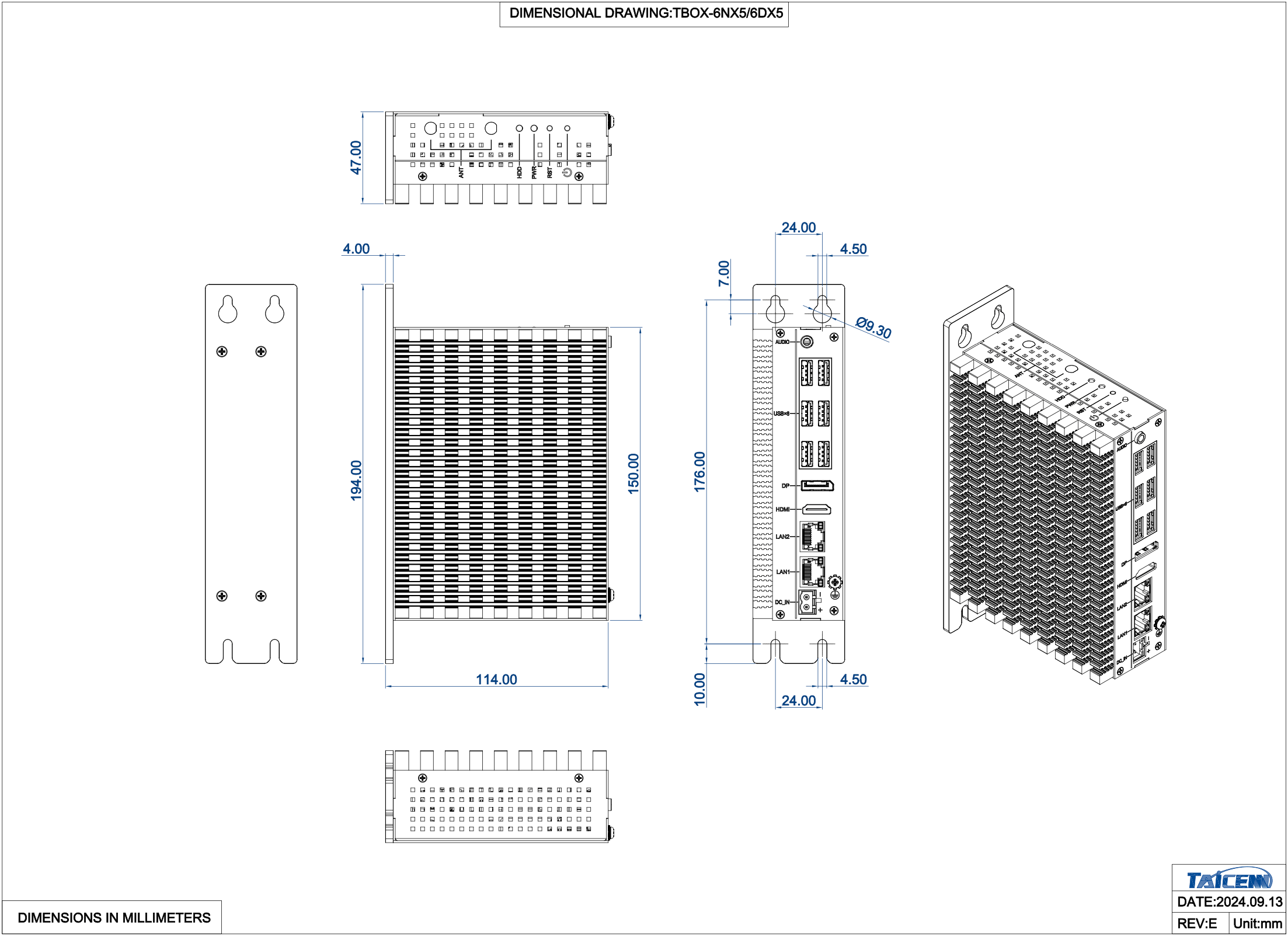 Cabinet Automation PC with Intel N95 CPU Dimension