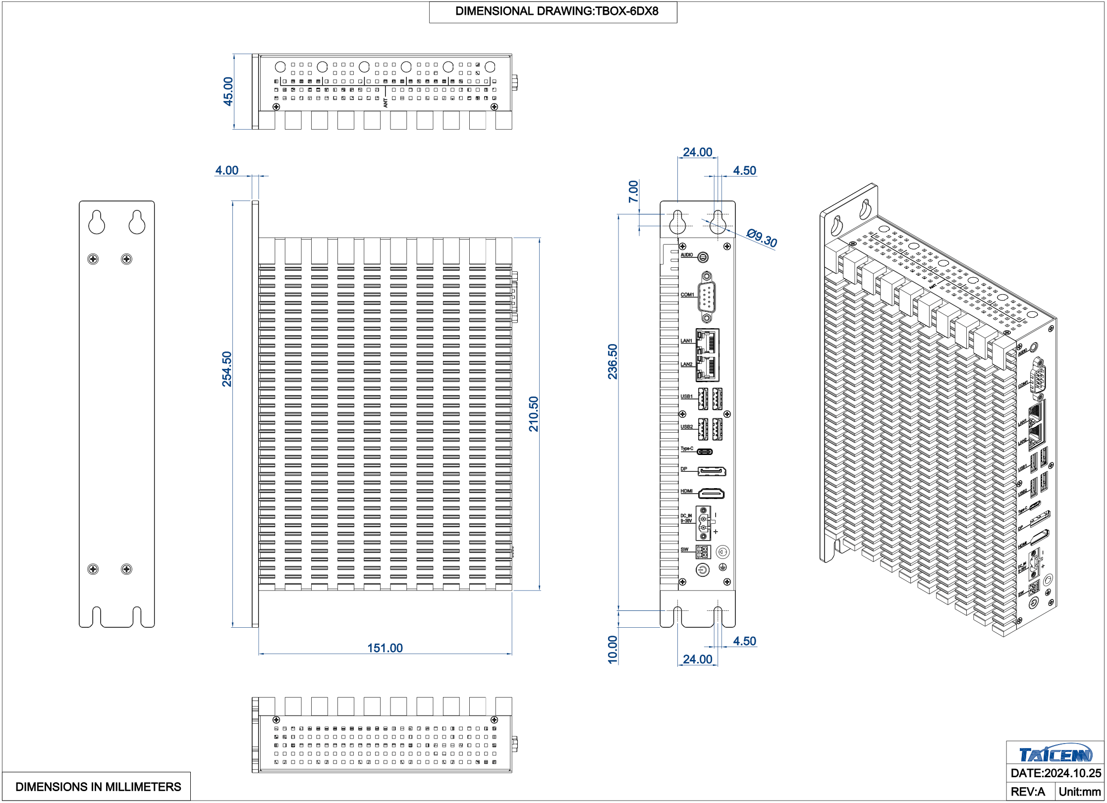 Cabinet Automation PC with 12th Gen. Core i3/i5/i7 Dimension