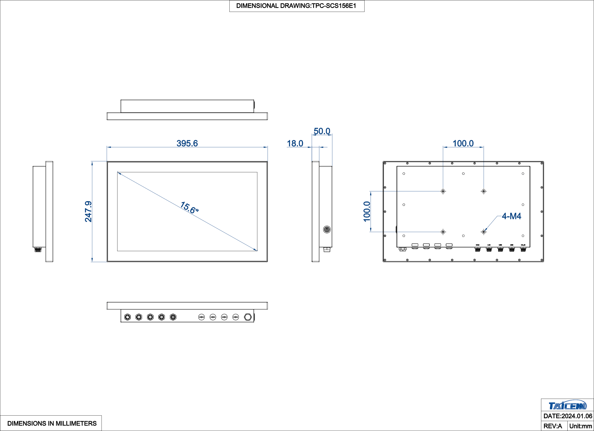 Full IP66 & IP69K Stainless Steel Panel PC with Intel J6412 dimension 1