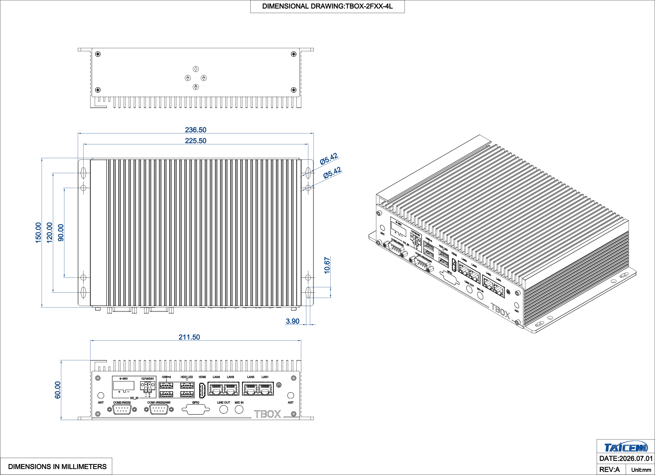 Newest Powerful Efficient Industrial Box PC Dimension